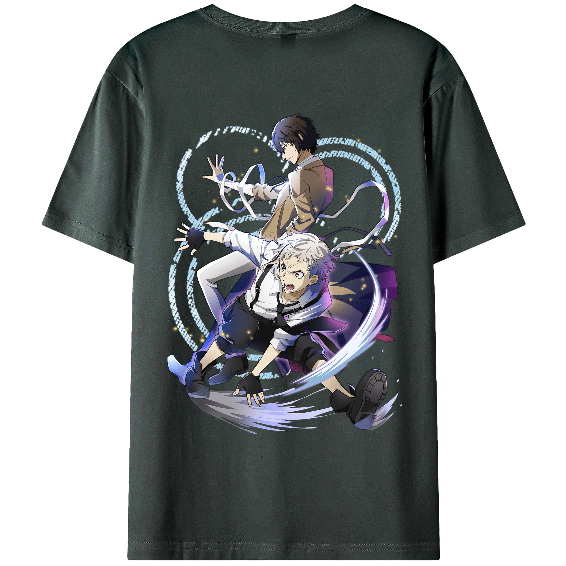 （画像用） 文豪ストレイドッグス Bungo Stray Dogs 綿100％ メンズ半袖Tシャツ（バックプリント） 通気性